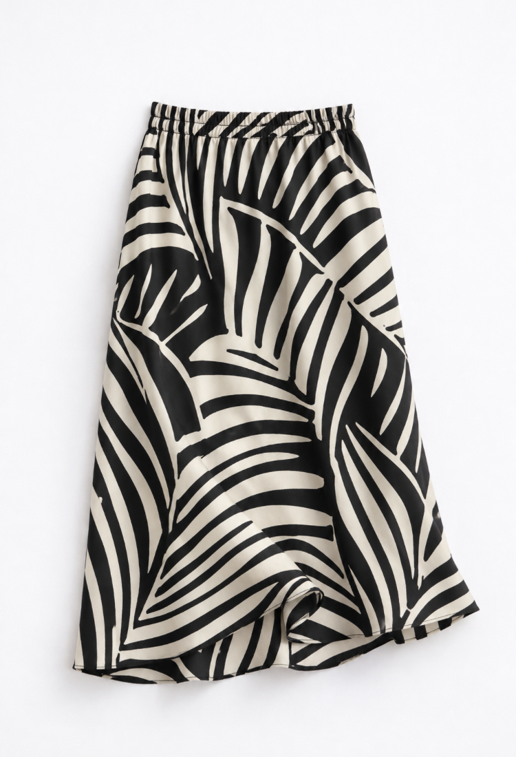 Sue smoky black and stone leaves print skirt pre order arrive on the 15/6