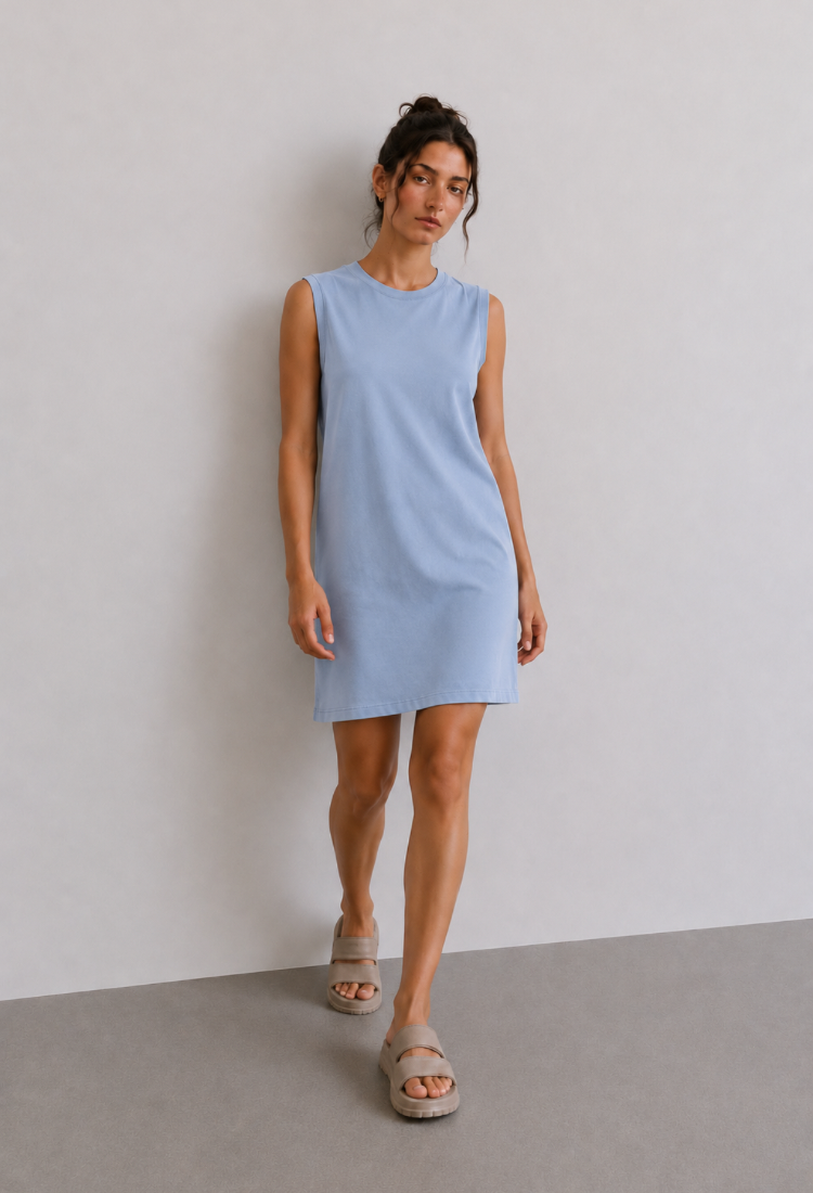 Billy wash iight blue cotton dress pre order arrive at 03/07
