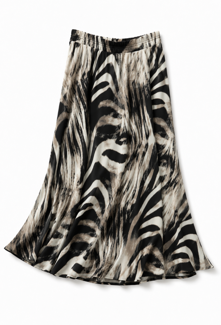 Sue leopard smoky black and stone print skirt