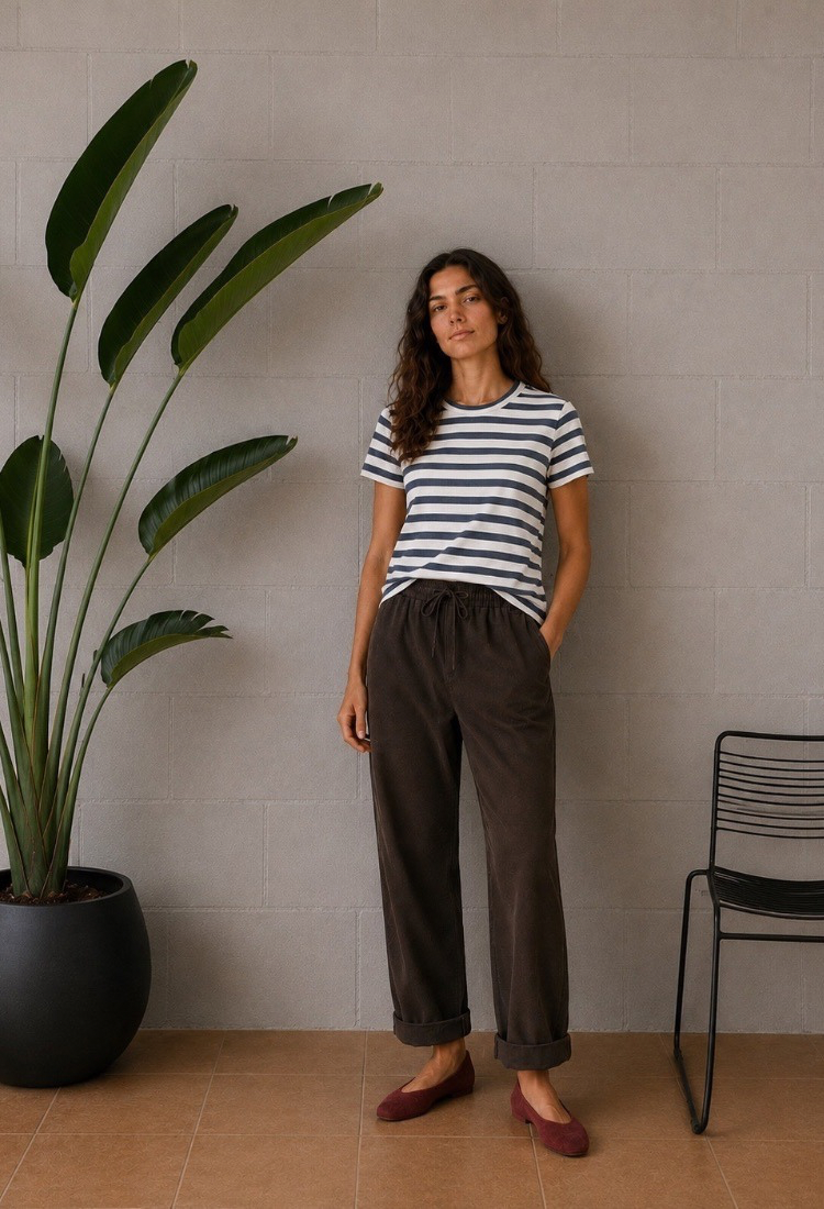 Lital white and blue stripes crop shirt