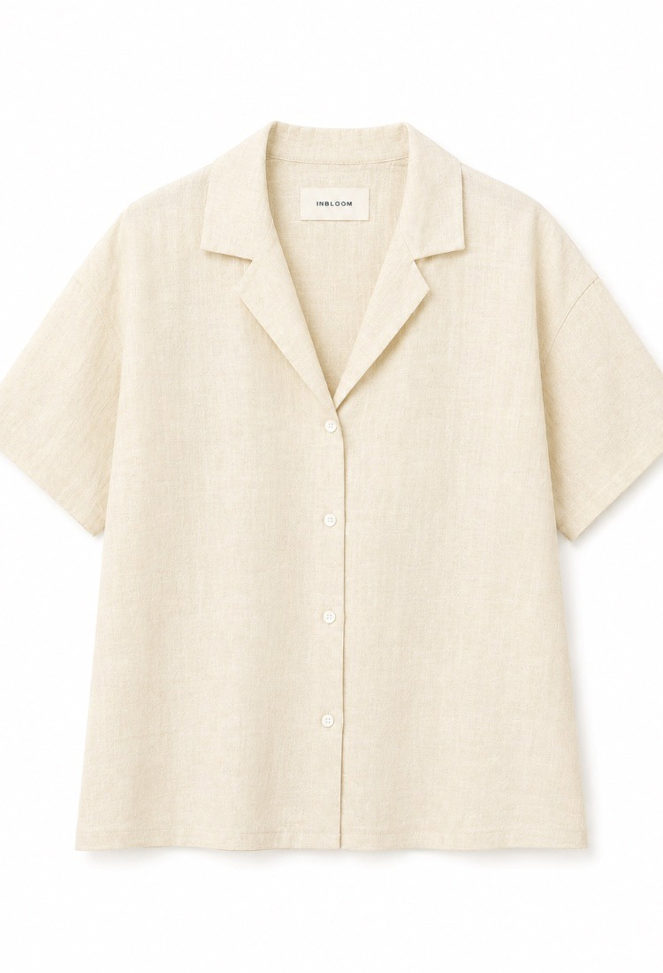 Aya white linen button down shirt