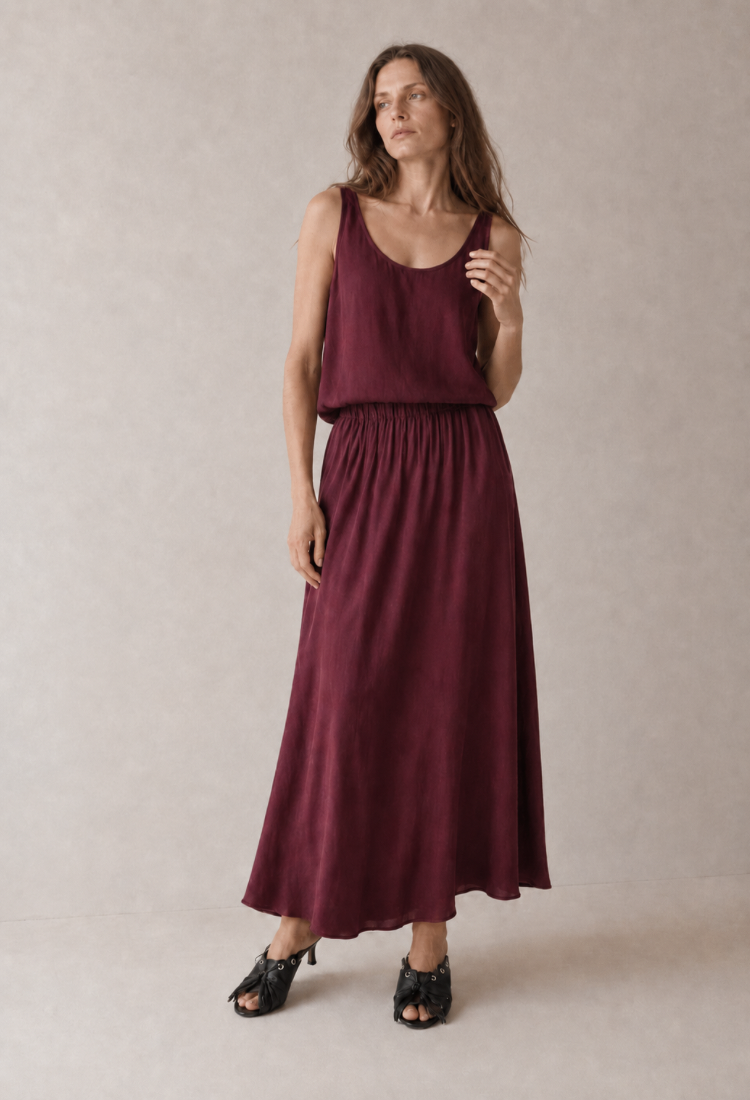 Sue smoky Bordeaux maxi skirt