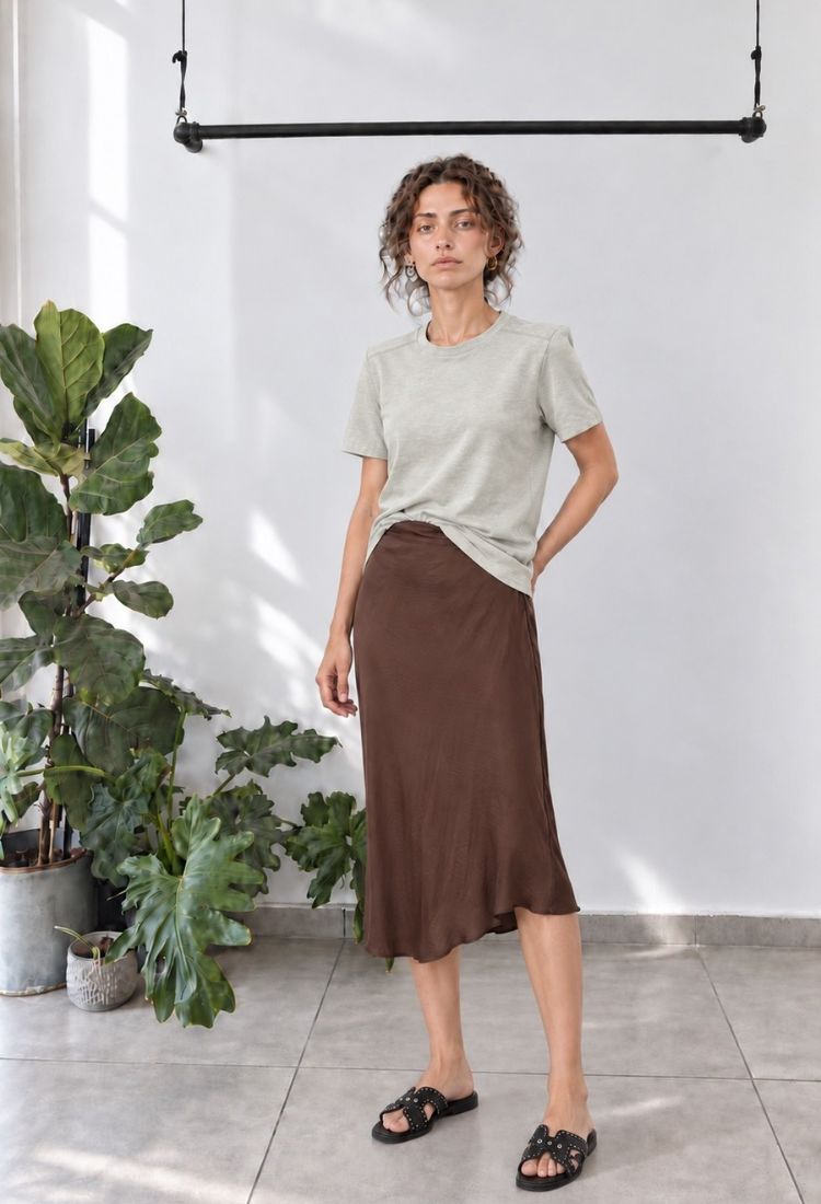 Lee chocolate brown wrap mini skirt