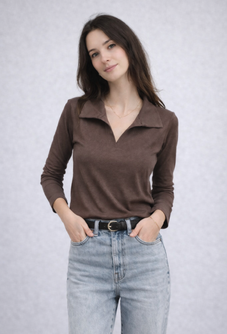 חולצת אלכס חום שוקולד