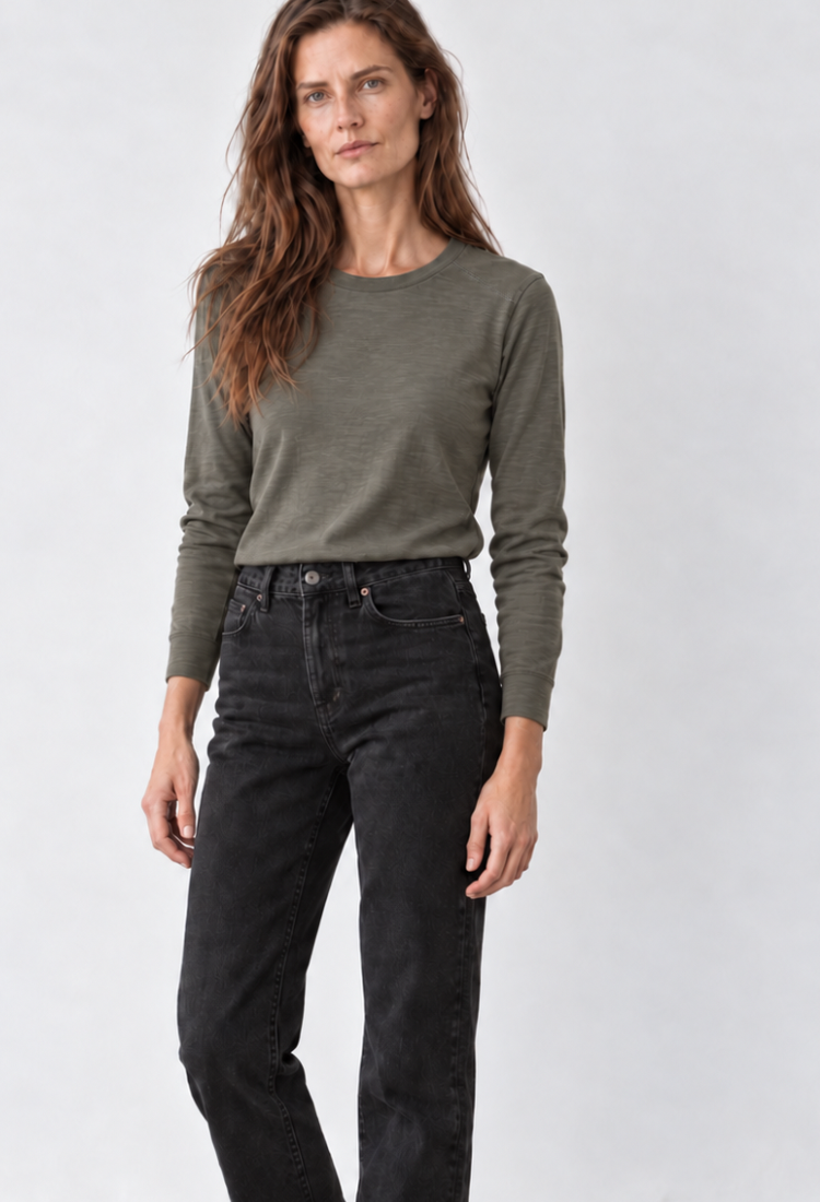 Pre order -1/11 Billy wash olive gray slub cotton shirt