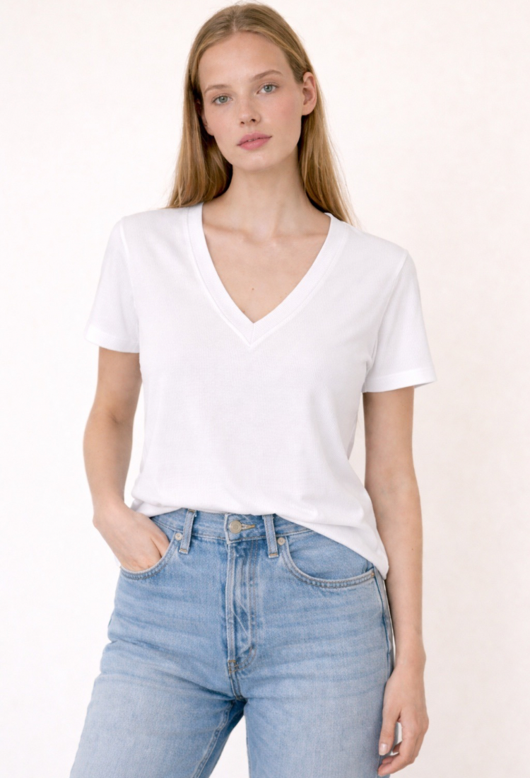 Elli white rib shirt