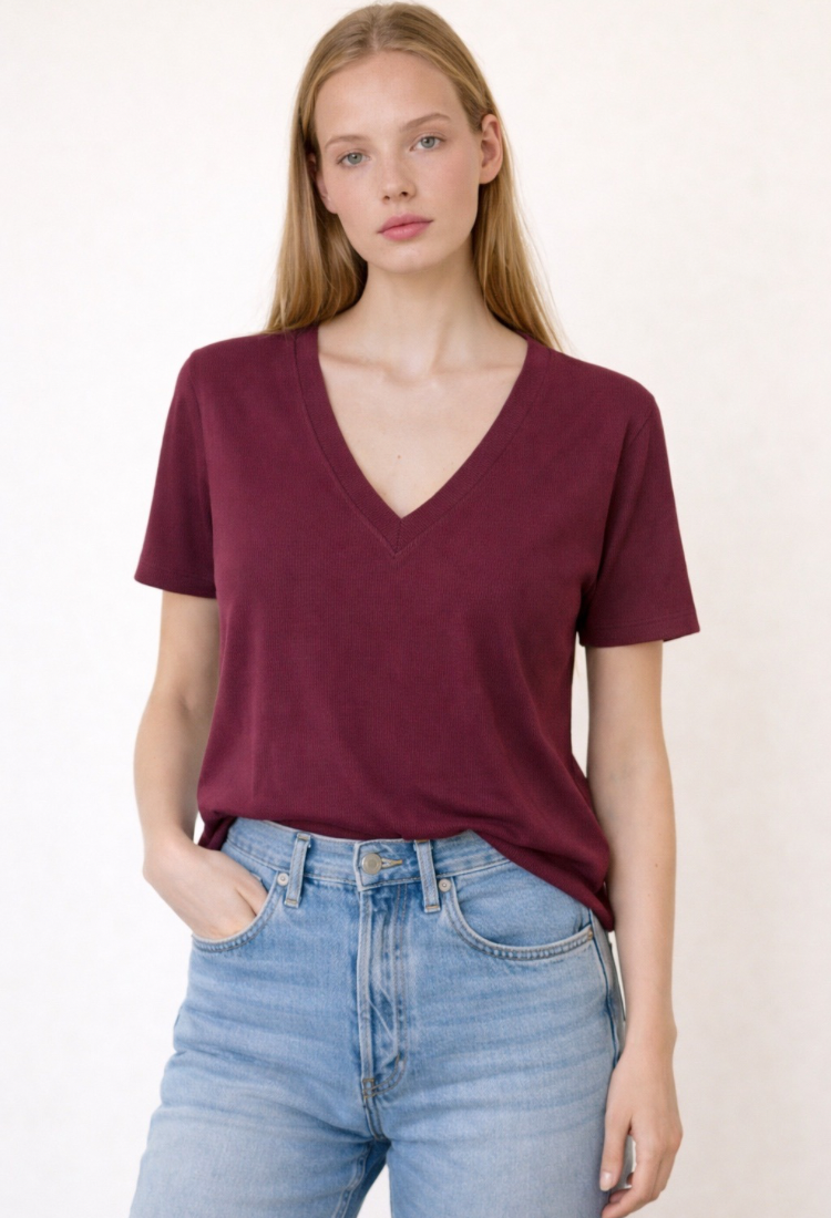 Elli Bordeaux rib shirt