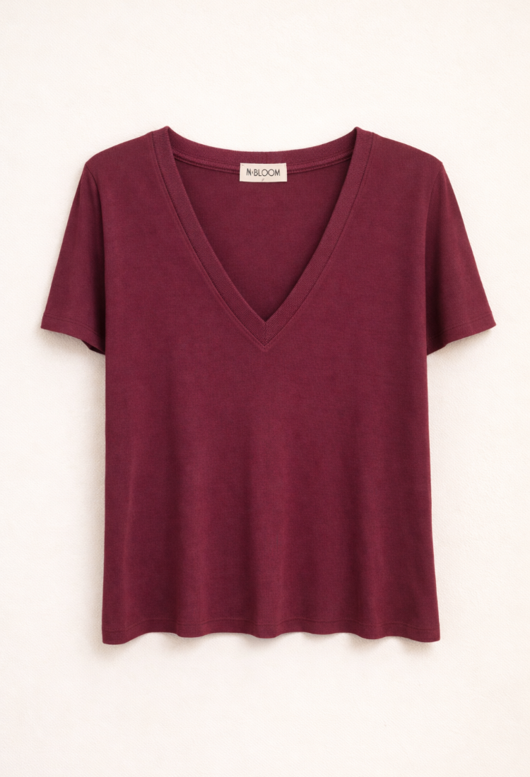 Elli Bordeaux rib shirt