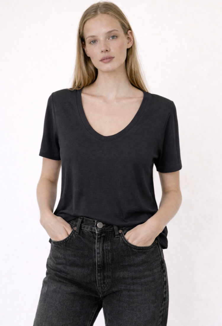 Ayelet dark gray short sleeves shirt