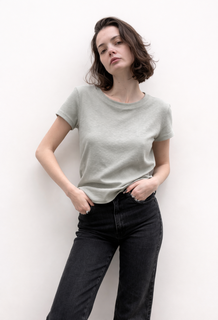 Olive green rib lou shirt