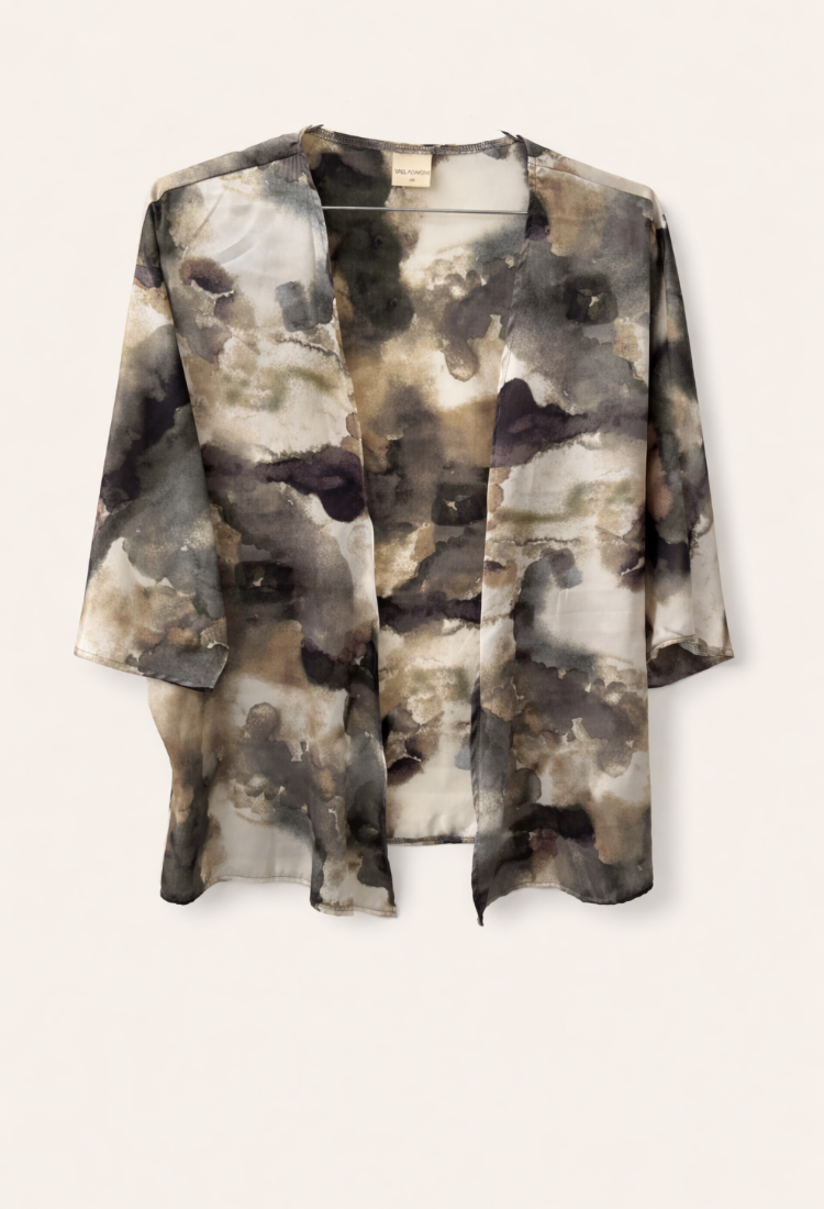 קימונו עדי עם פרינט טאי דאי אבן אפור