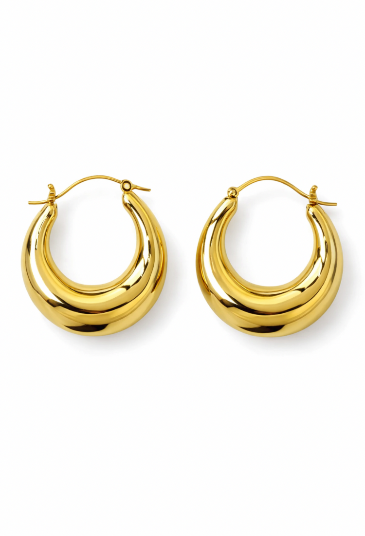 Golden medium huggie hoop earrings