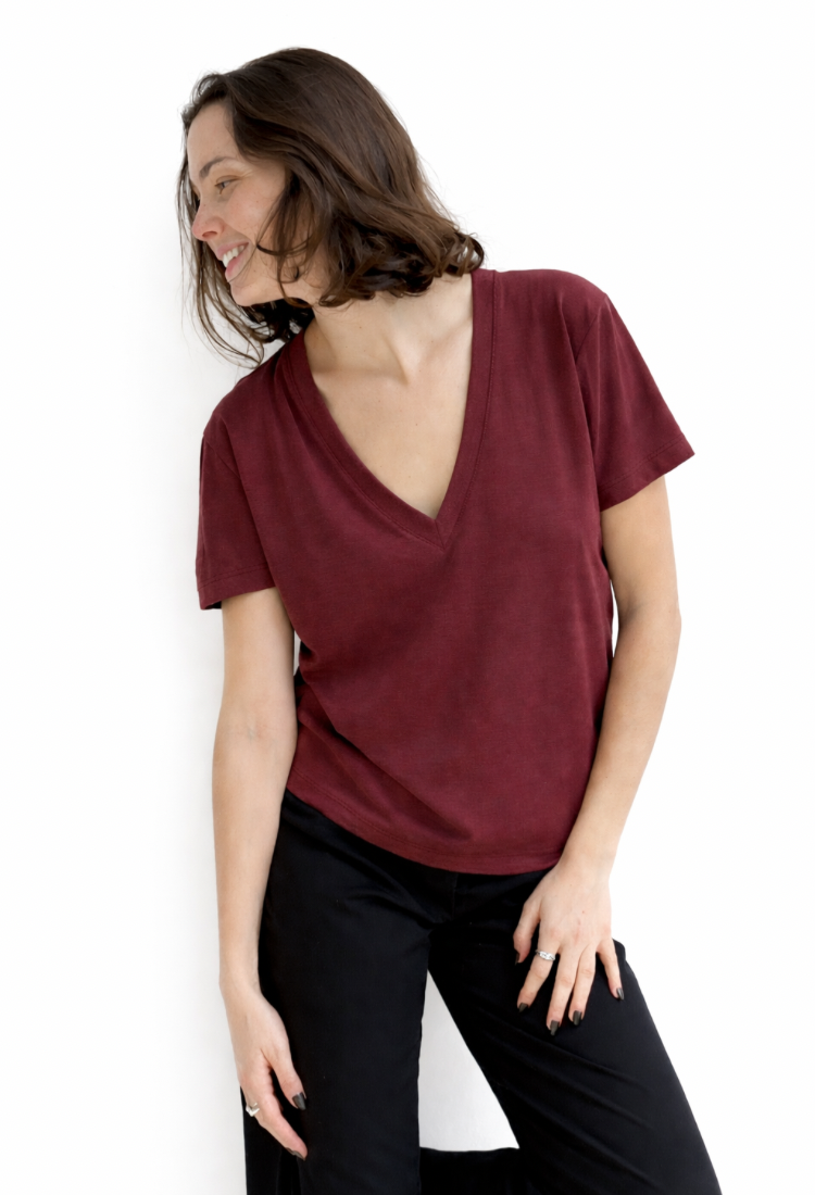 Elli Bordeaux rib shirt