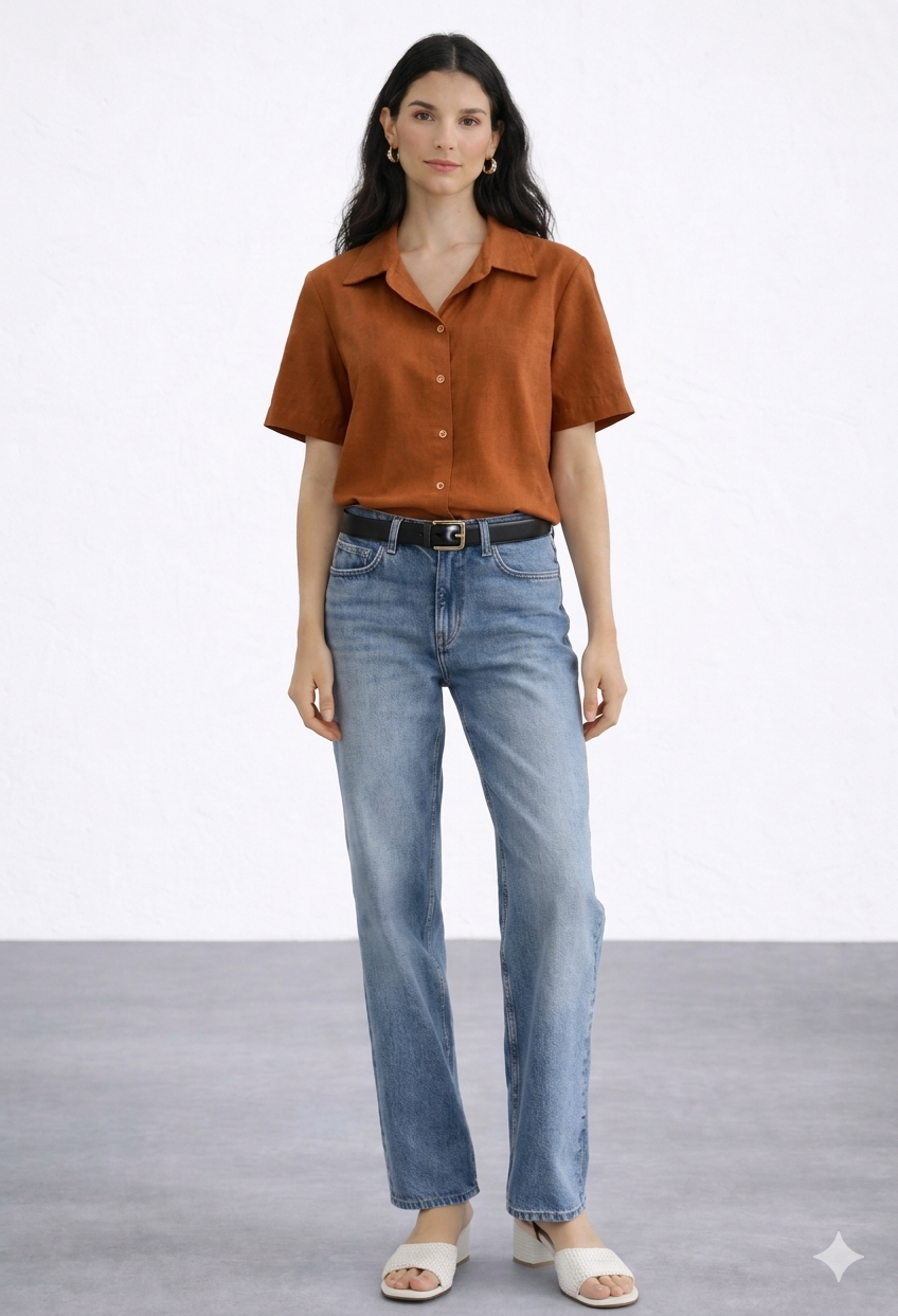 Adi brik cotton button down shirt