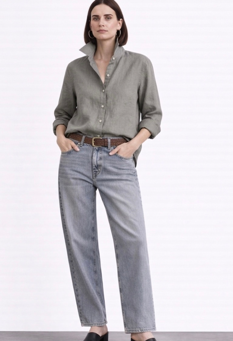 Neil wash gray button down shirt