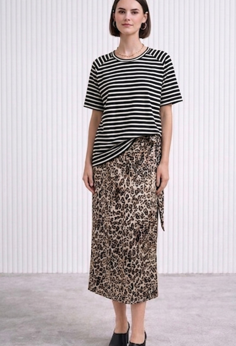 Lee leopard print wrap skirt