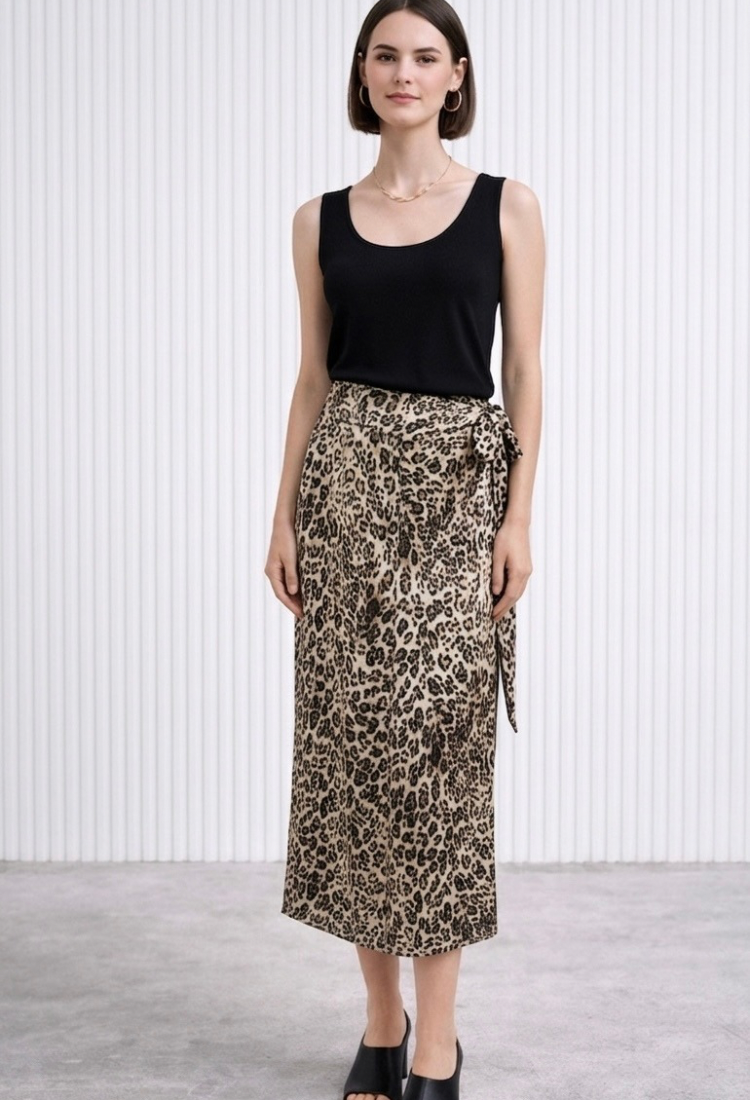 חצאית לי מעטפת מנומרת