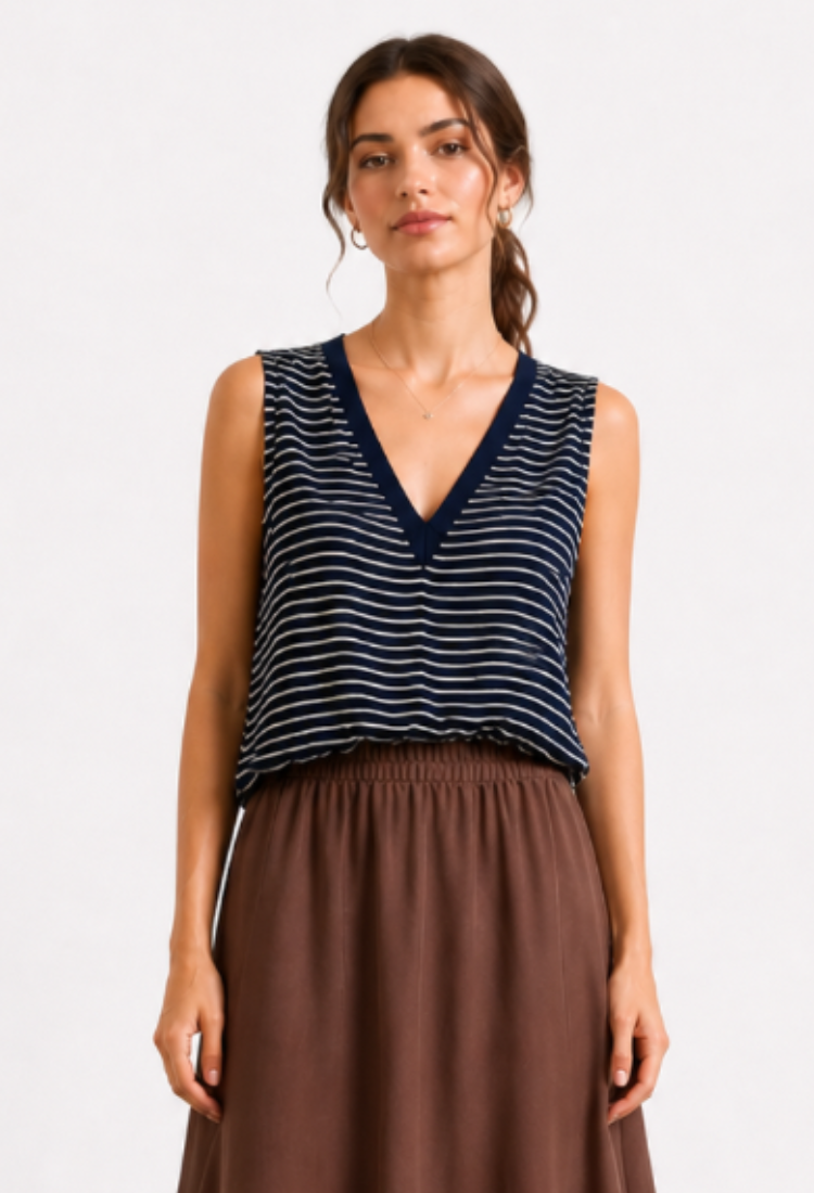 Elli blue and white stripes sleeveless shirt