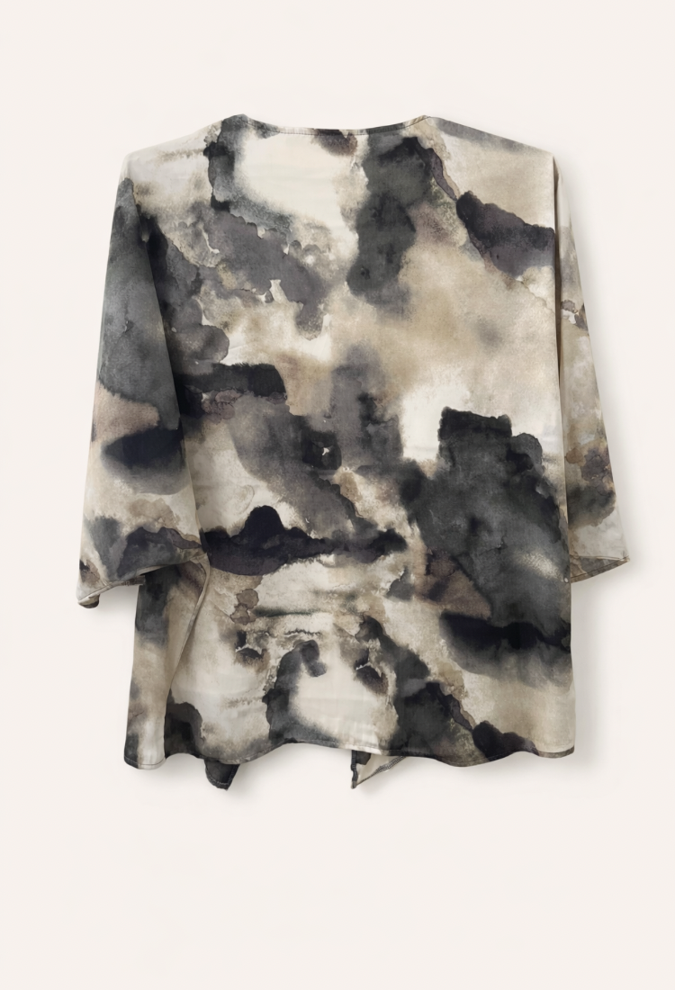 קימונו עדי עם פרינט טאי דאי אבן אפור