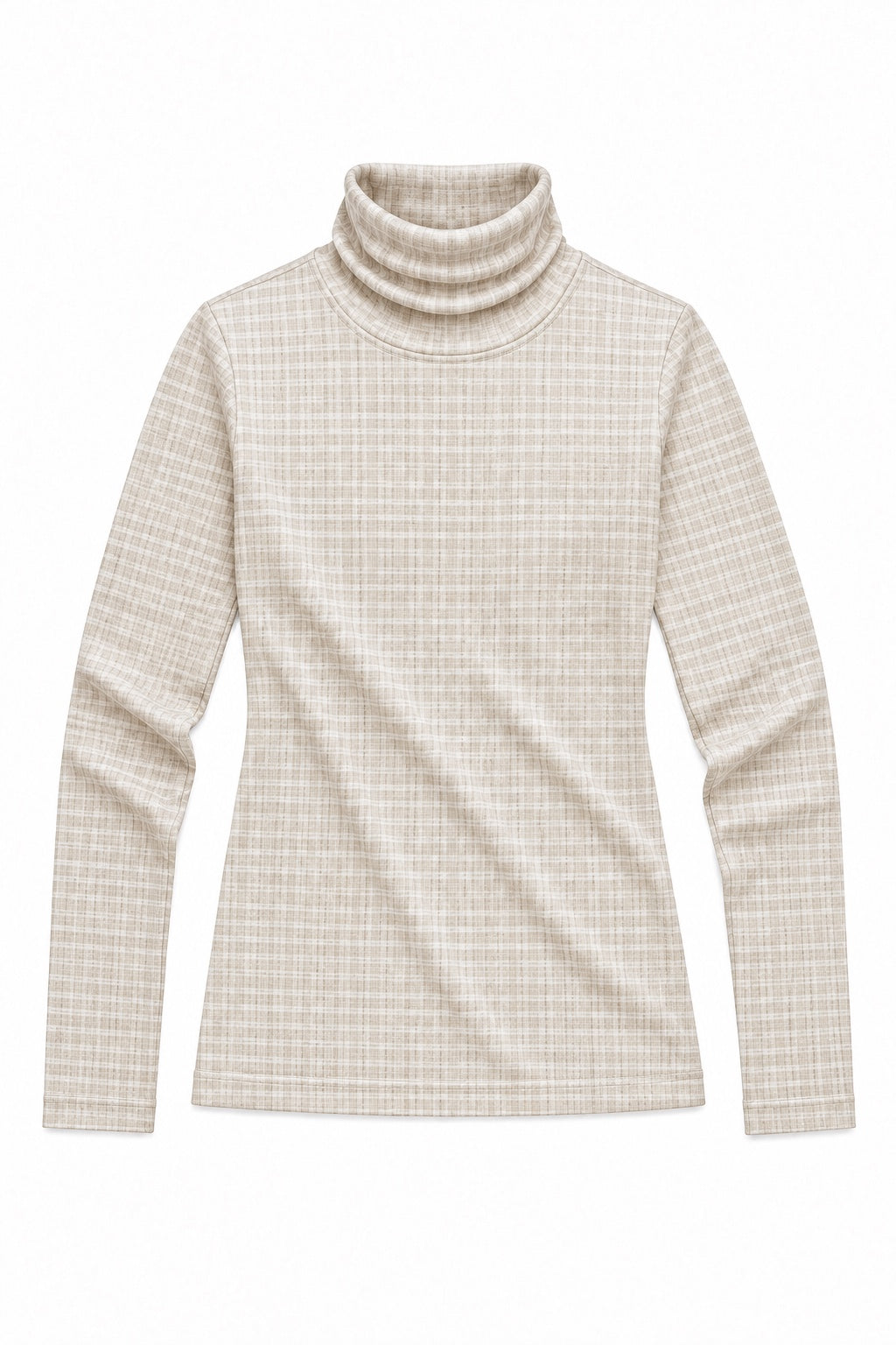 Gabi beige checked viscose turtleneck packshot