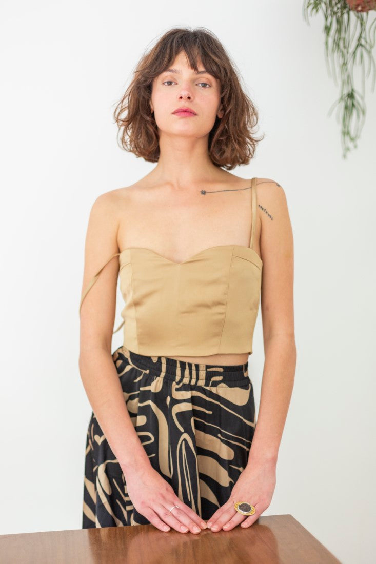 Zoe light brown crop top