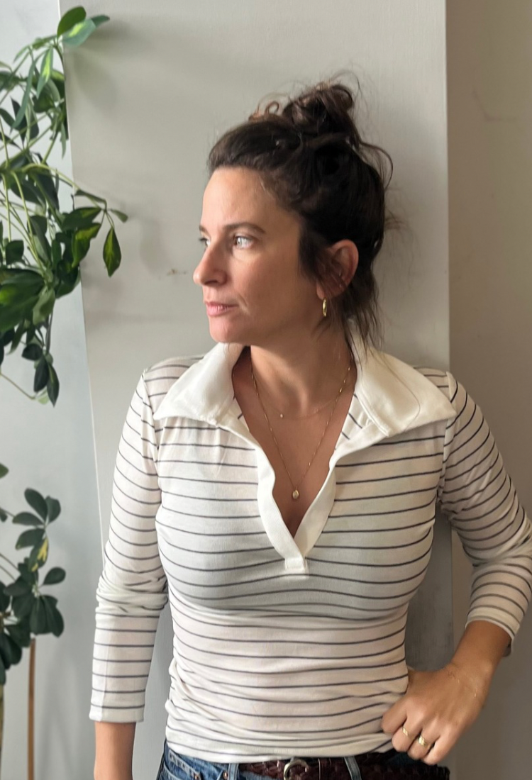 Alex white and blue stripes polo shirt