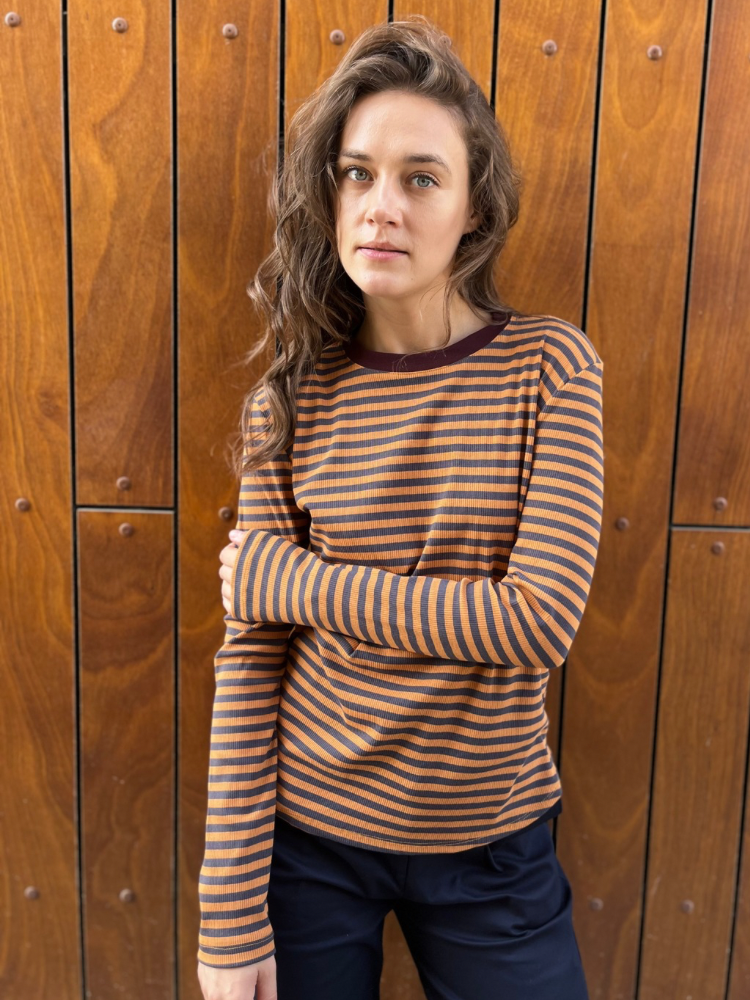 חולצת לו פסים כתום אפור