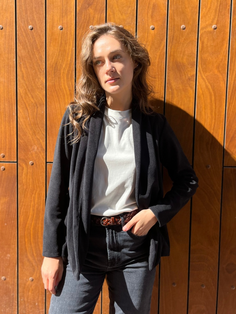 ג׳קט ריי  שחור מקורדרוי רך