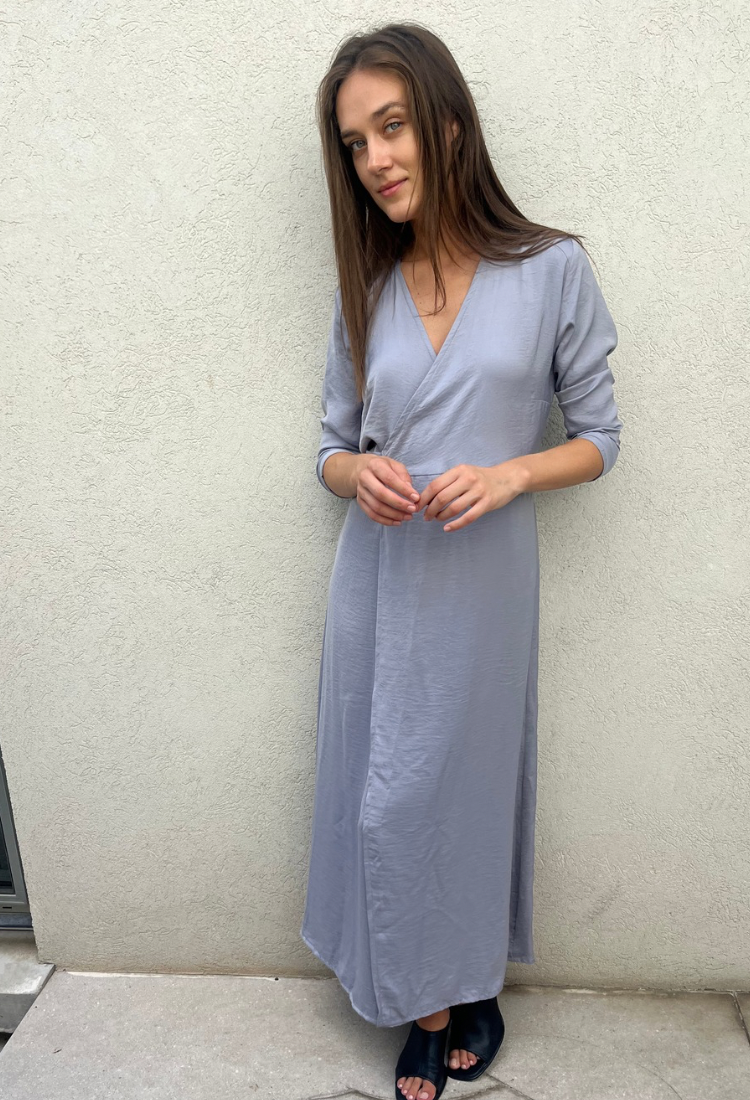 Ann gray maxi wrap dress