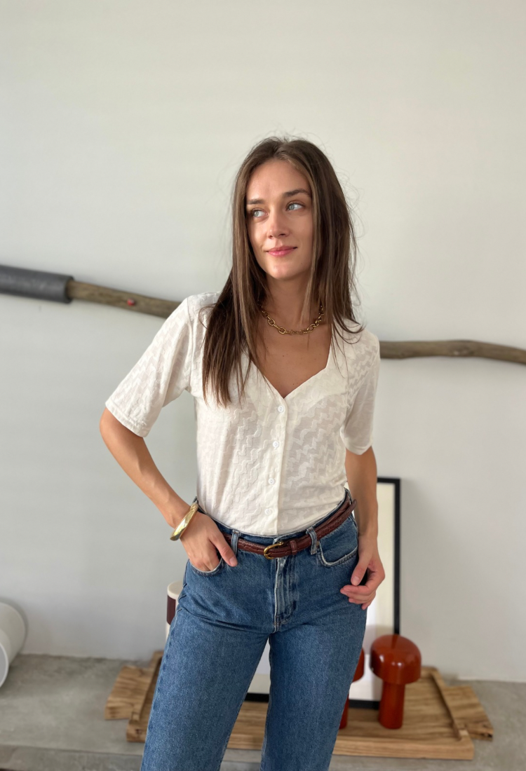 Leonie white button down shirt