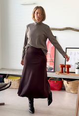 Jasmine brown suede  maxi  skirt