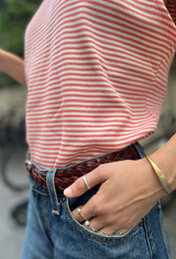 Billy white and light pink stripes sleeveless  t- shirt