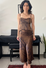 Set of Zoe  and Jasmine skirt in brown floral print