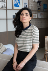 Lori green and stone stripes short sleeves  T- shirt