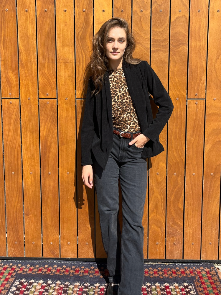 ג׳קט ריי  שחור מקורדרוי רך