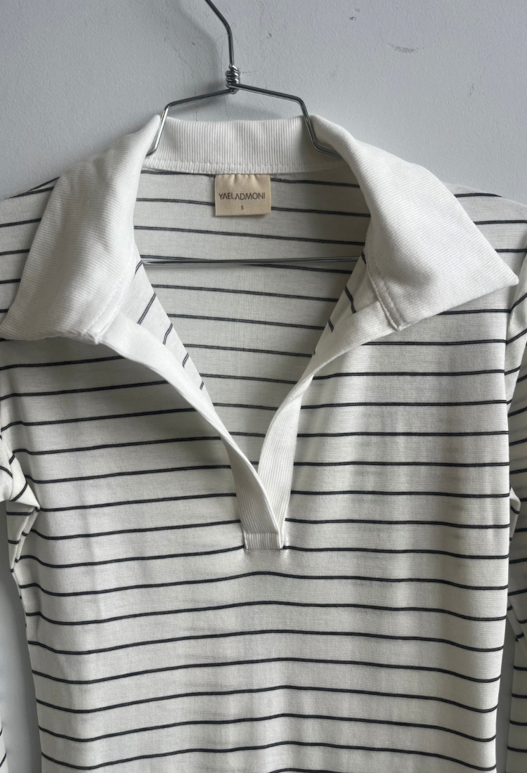 Alex white and blue stripes polo shirt