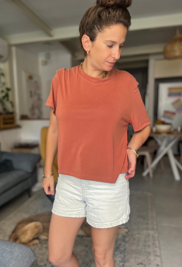 Lital brick crop shirt
