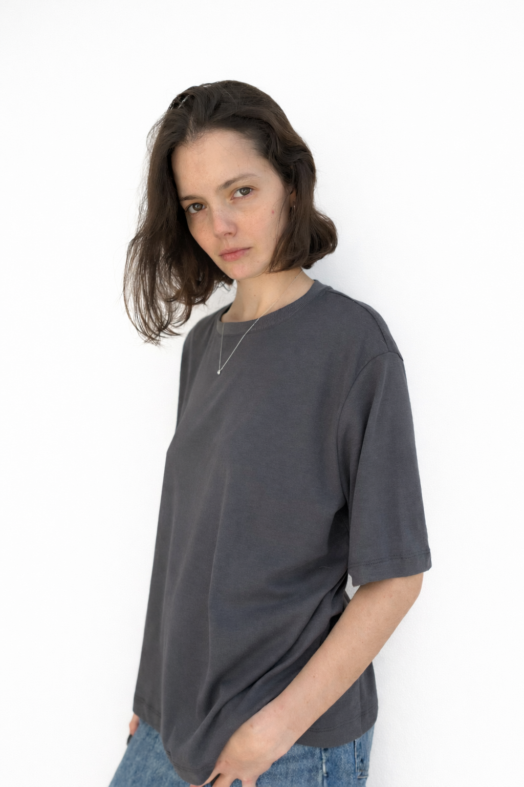 חולצת אן אפור ווש