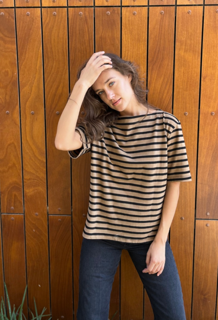 חולצת לה מרינייר פסים שמנת אדום