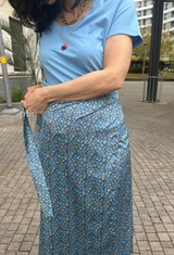 Lee light blue with  floral print  wrap skirt