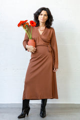 Rose brown knitted  wrap dress