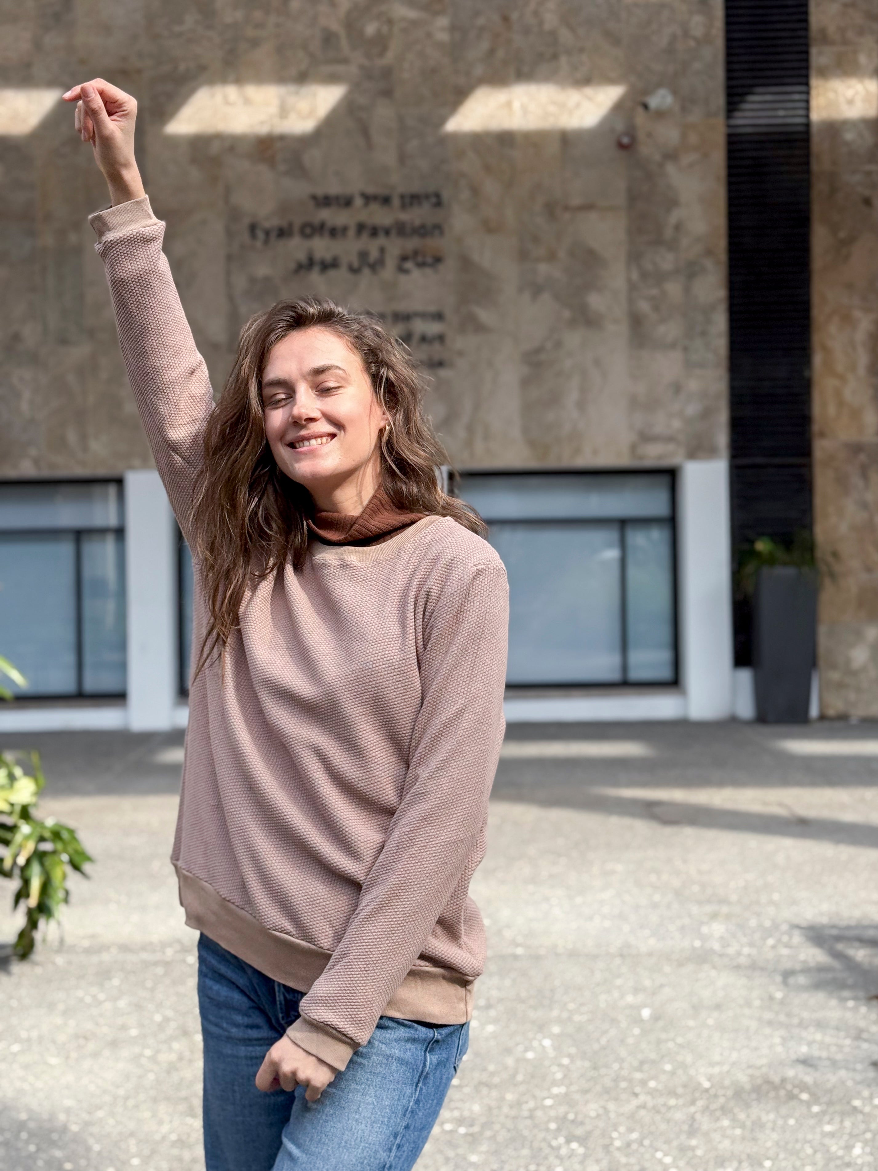 Ori light brown waffle sweatshirt