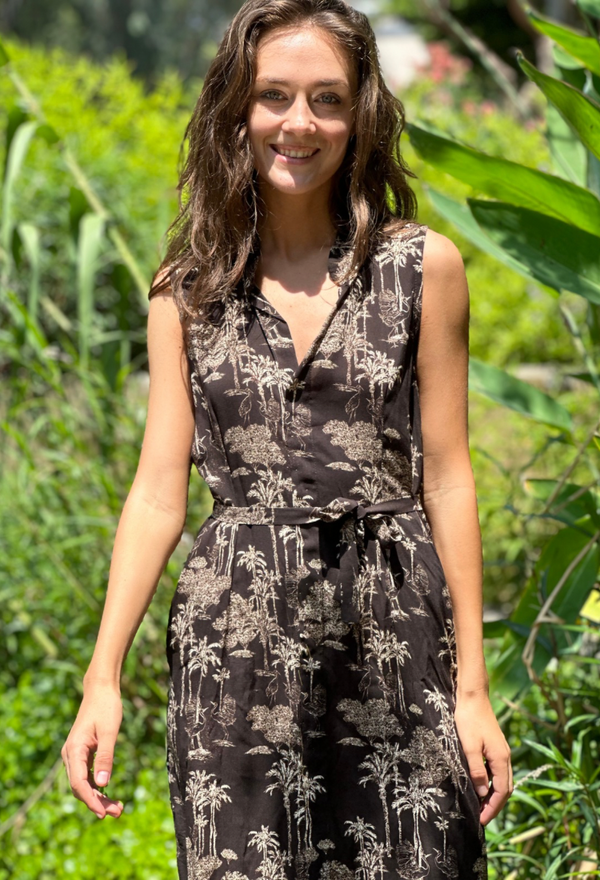 Mia black with brown leopard print dress