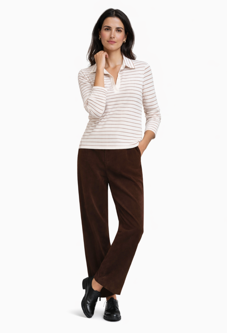 Alex white and black stripes polo shirt