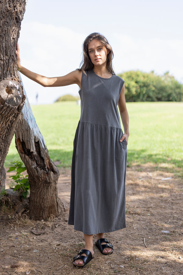 Emma wash gray maxi dress