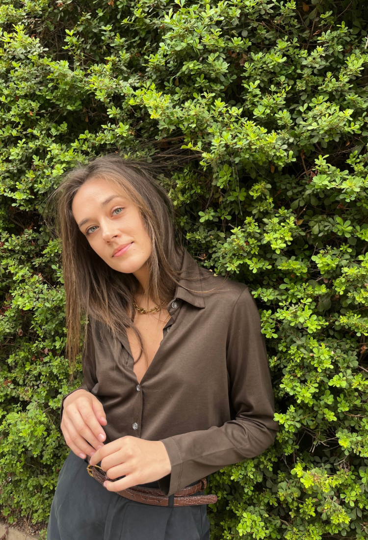 Adi brown chocolate button down shirt