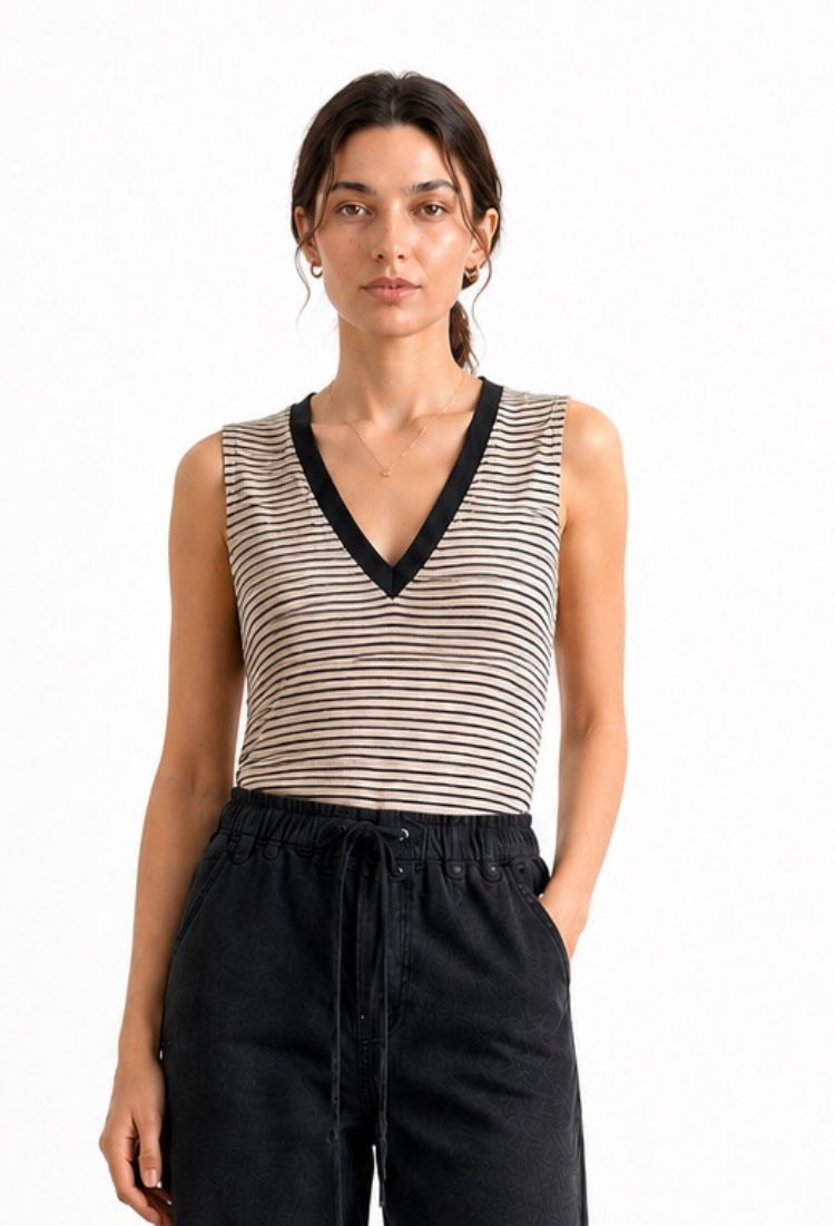 Elli off white and black stripes sleeveless shirt