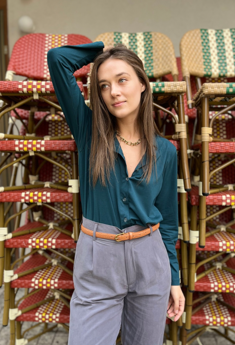 Adi patrol blue button down shirt