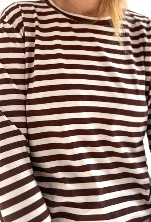 Cream and brown stripes cotton  lou shirt