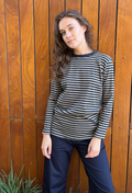 Lori green and black stripes shirt